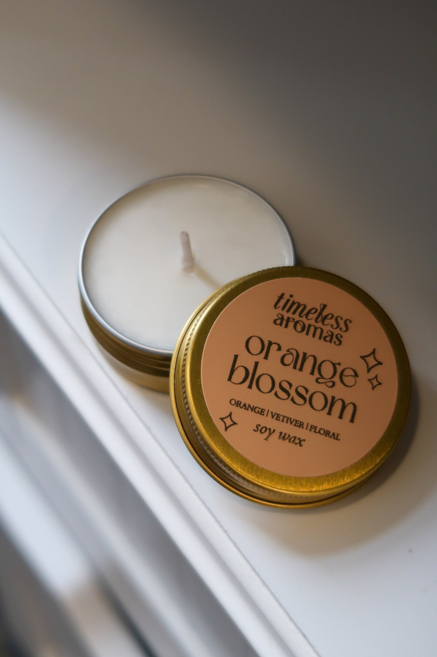 Orange Blossom Mini Gold Tin Candle