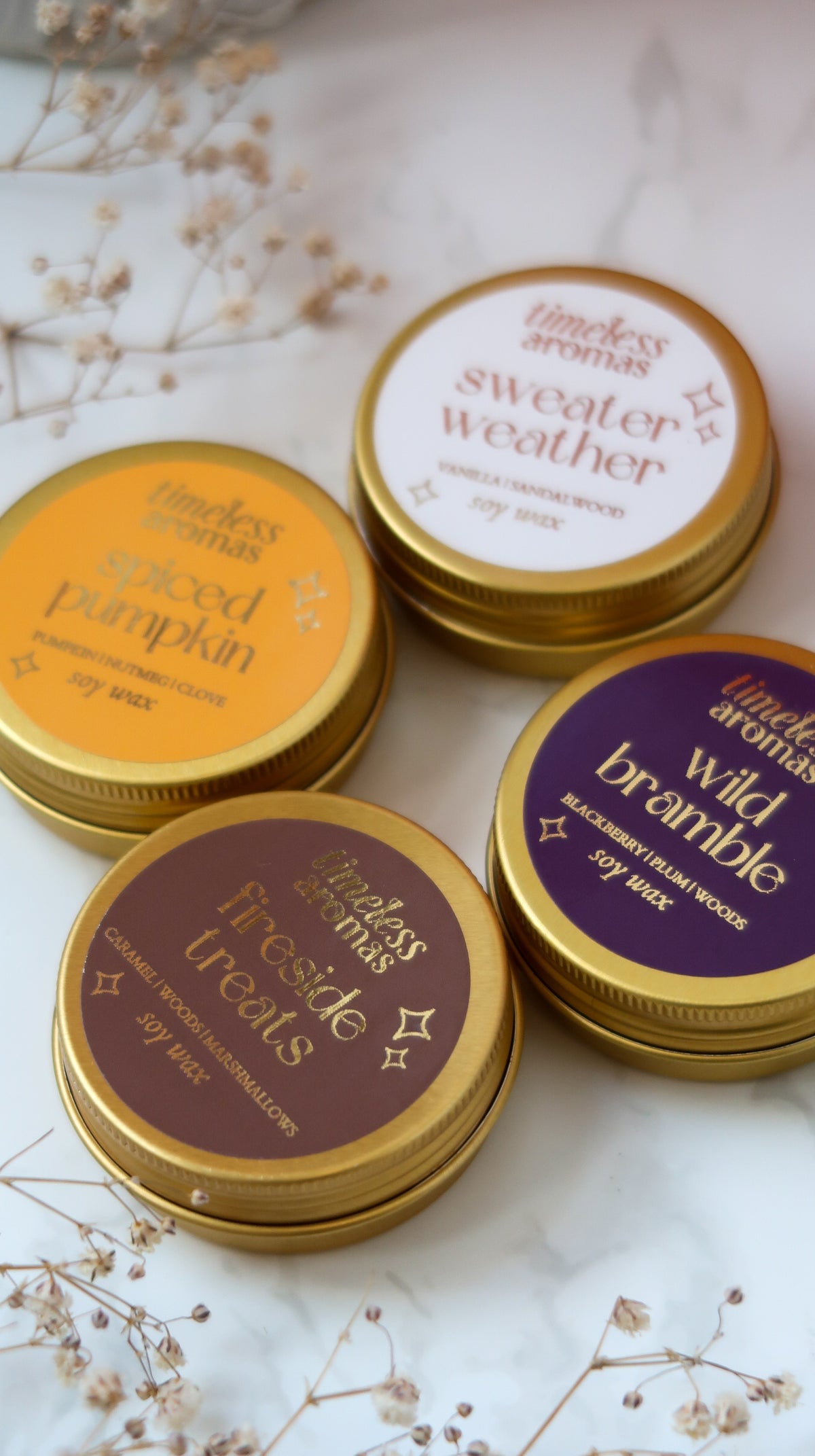 Spiced Pumpkin Luxury Gold Tin Candle | Timeless Aromas