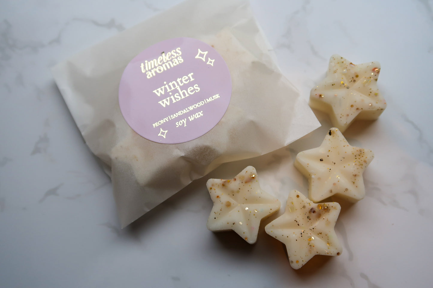 Winter Wishes Wax Melts – Sparkling Champagne & Peony Scent | Festive Soy Wax Melts Gift | Luxury Christmas Home Fragrance Stars