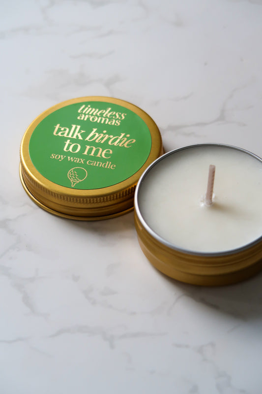 Talk Birdie To Me Mini Gold Tin Candle