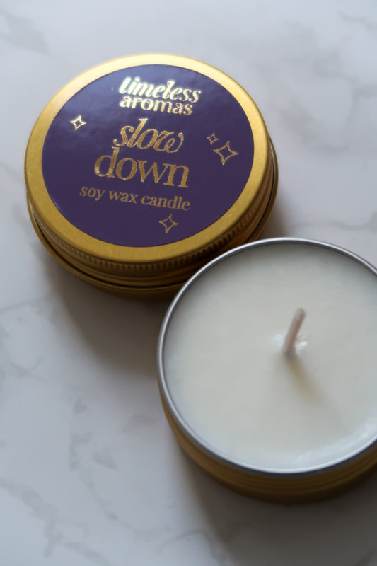 Slow Down Mini Gold Tin Candle