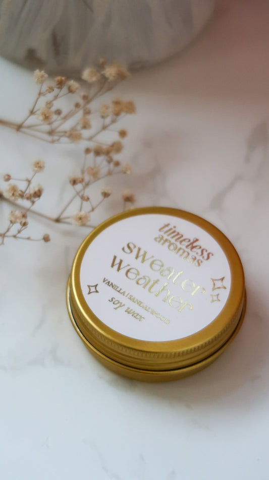 Sweater Weather Mini Gold Tin Candle