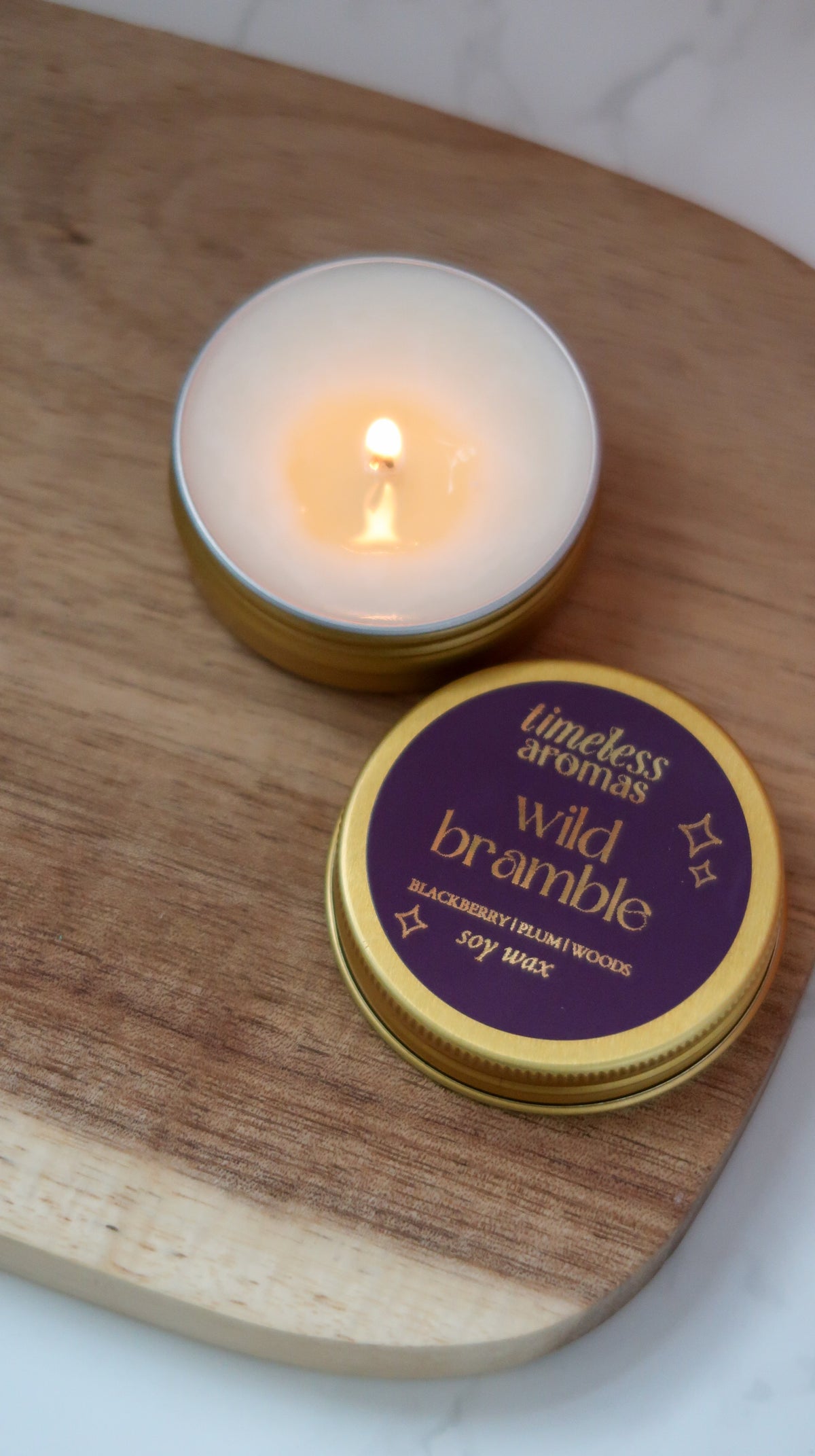 Wild Bramble Mini Gold Tin Candle