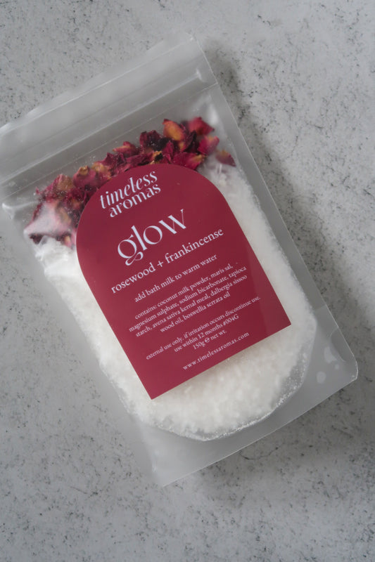Glow Bath Milk - Frankincense and Rosewood | 150g Pouch
