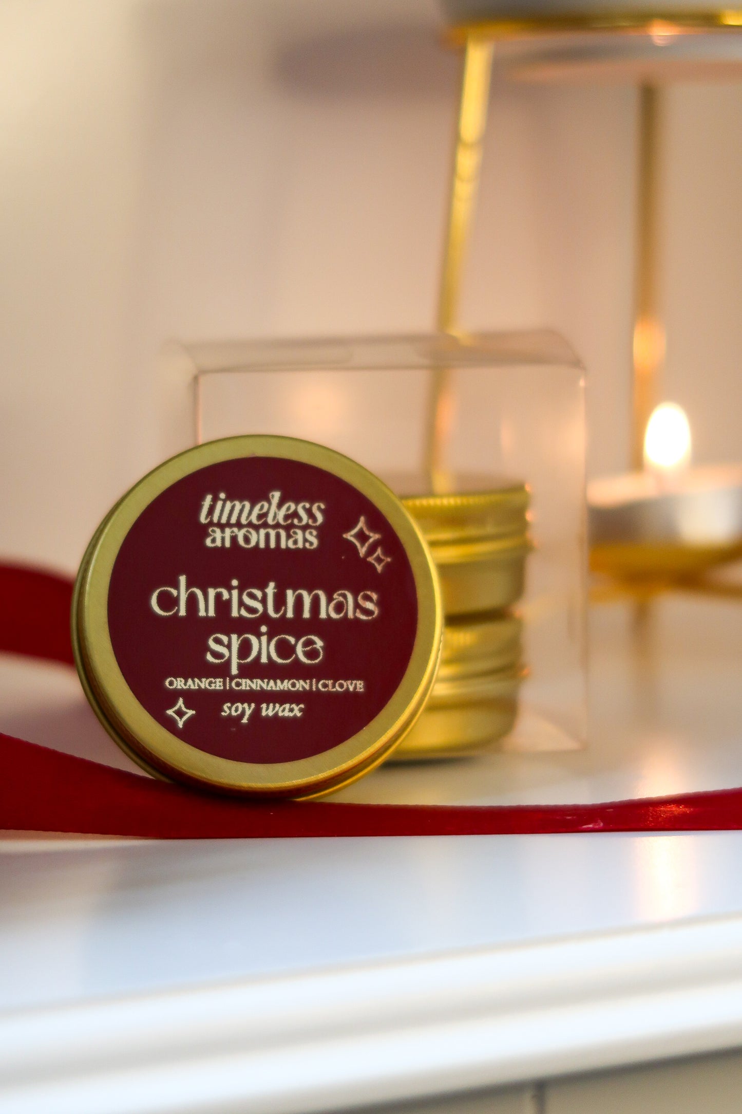 Christmas Spice Luxury Gold Tin Candle | Timeless Aromas