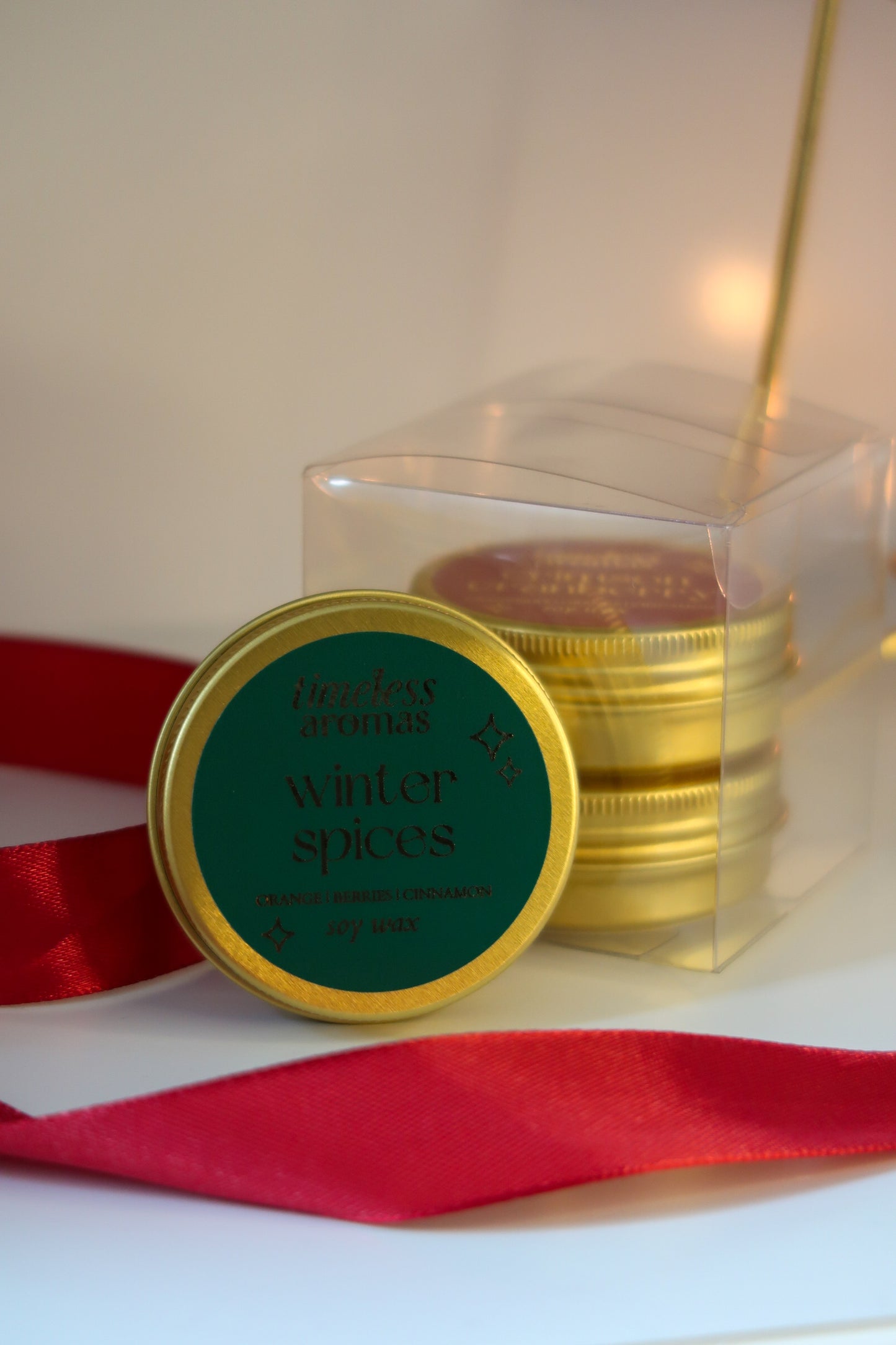 Winter Spices Luxury Gold Tin Candle | Timeless Aromas