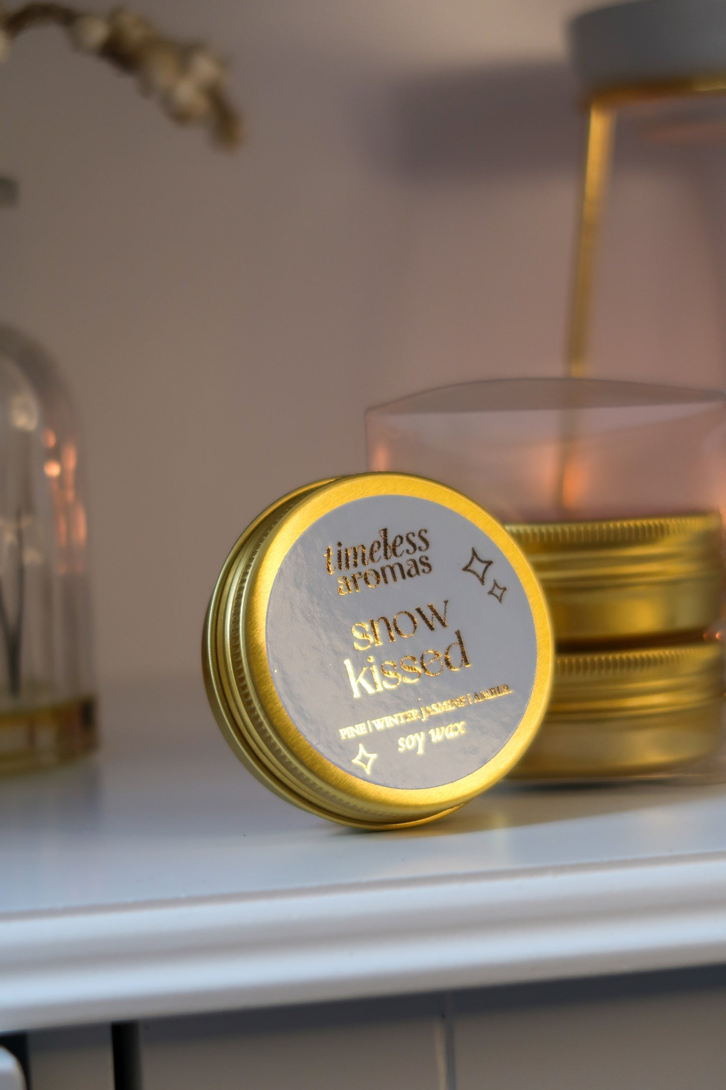 Snow Kissed Luxury Gold Tin Candle | Timeless Aromas