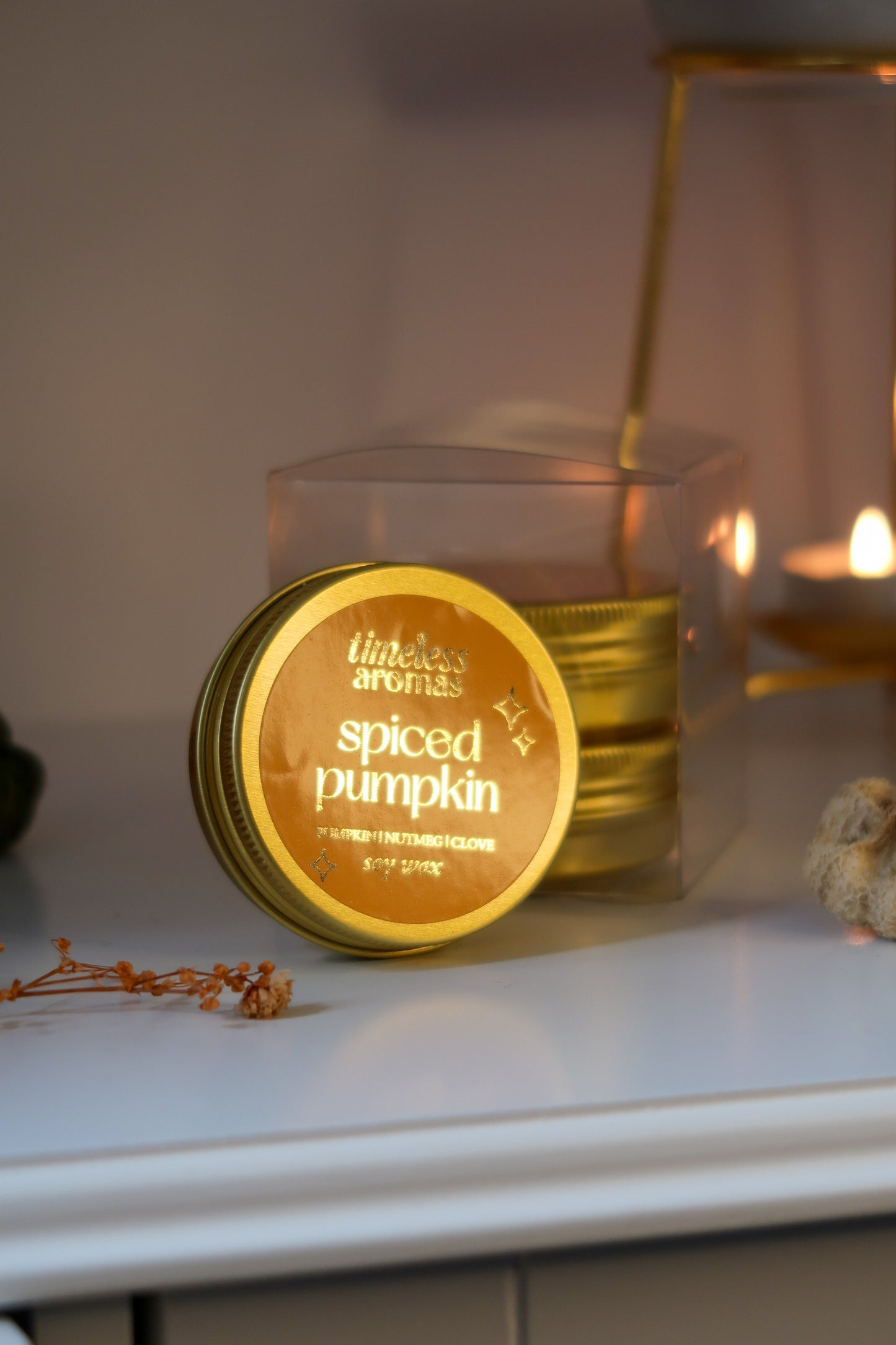 Spiced Pumpkin Luxury Gold Tin Candle | Timeless Aromas