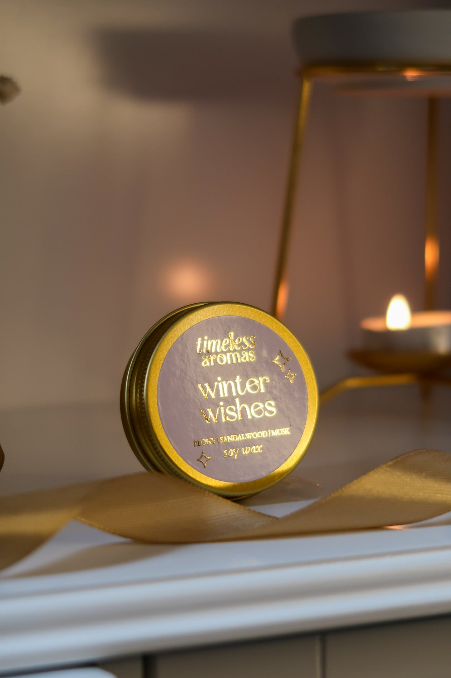 Winter Wishes Luxury Gold Tin Candle | Timeless Aromas