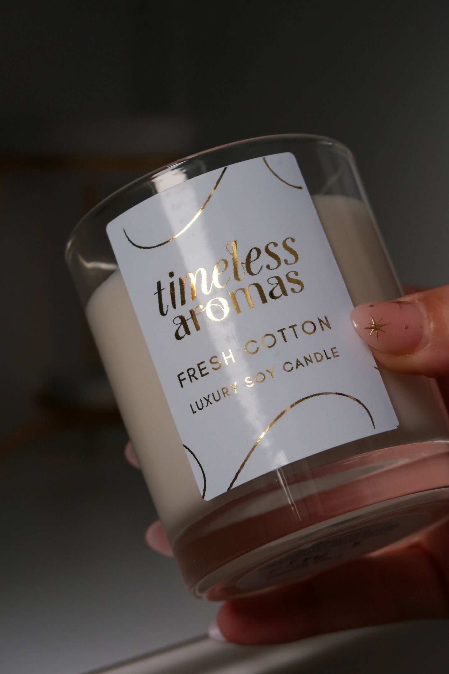 Fresh Cotton Luxury Scented Candle - 200g, 36 Hours Burn Time, Clean Airy Fragrance