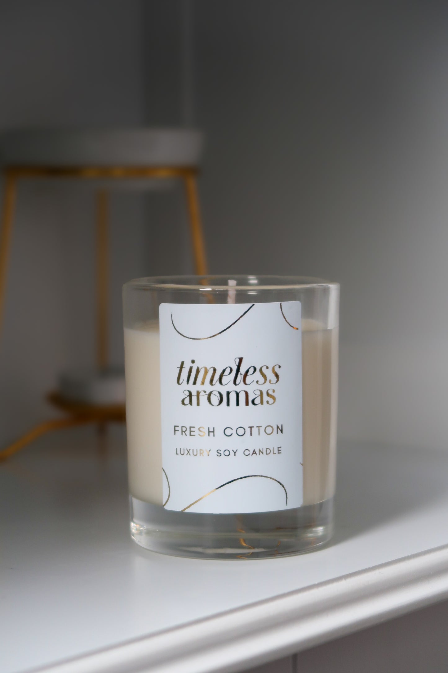 Fresh Cotton Luxury Scented Candle - 200g, 36 Hours Burn Time, Clean Airy Fragrance