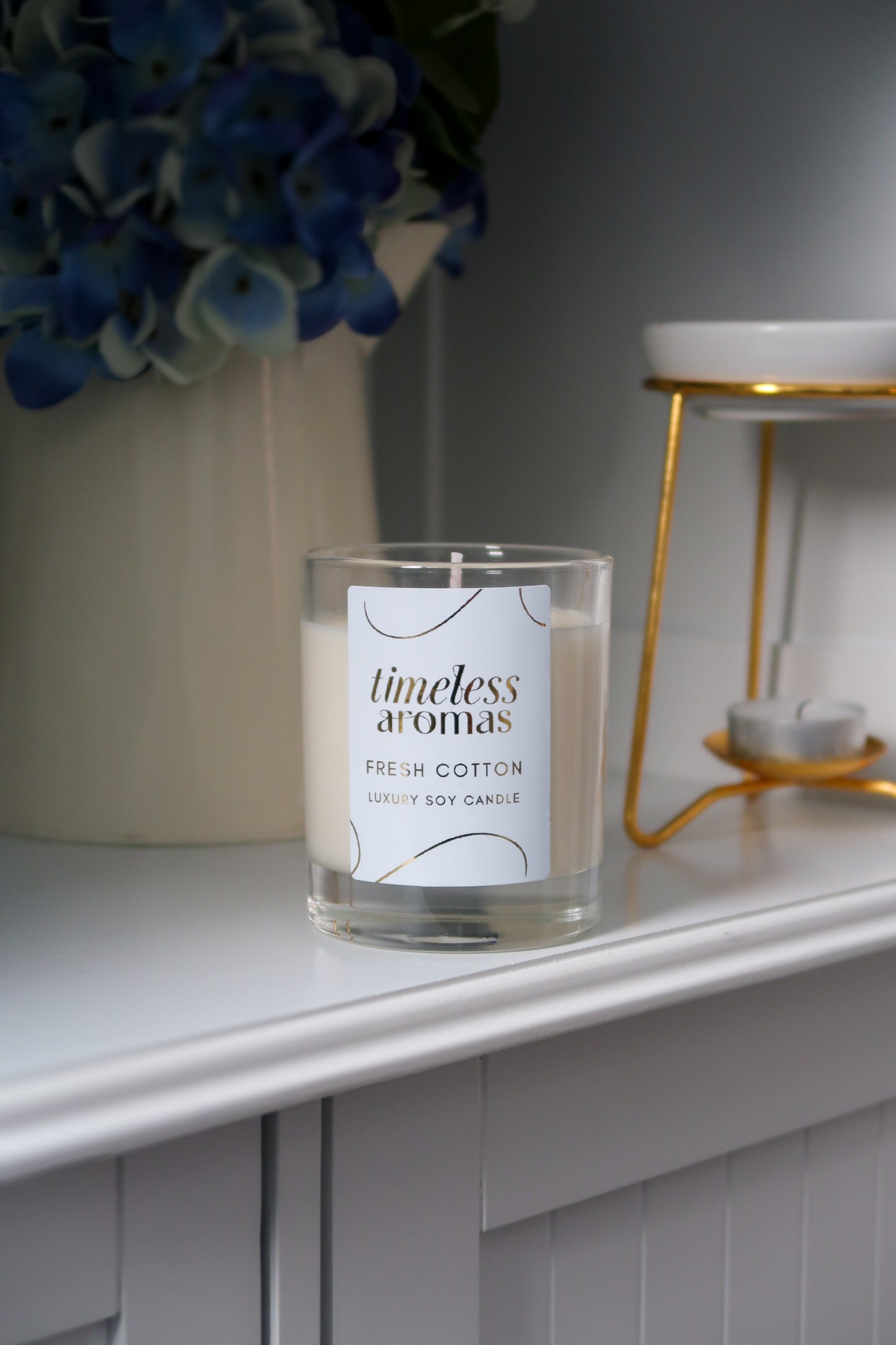 Fresh Cotton Luxury Scented Candle - 200g, 36 Hours Burn Time, Clean Airy Fragrance