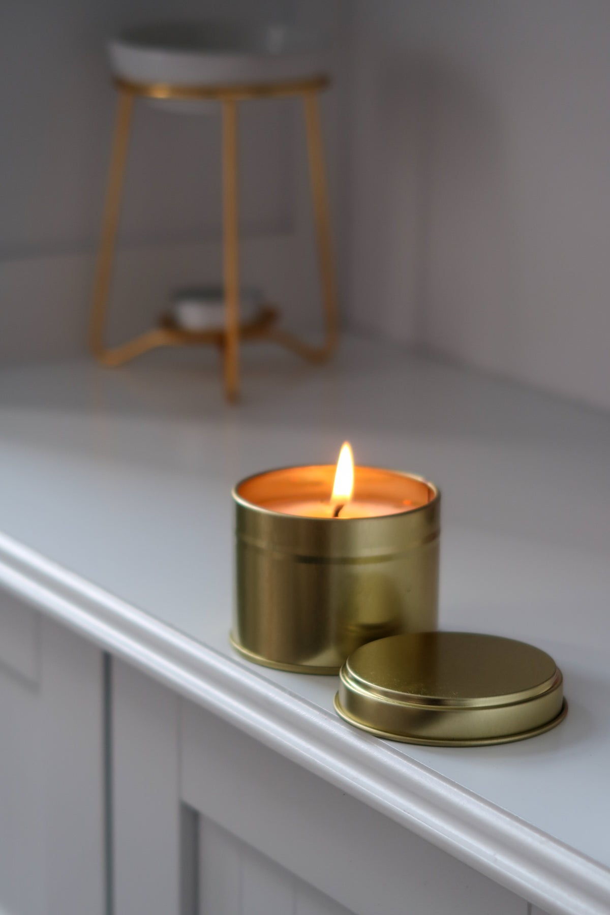 Fireside Treats Gold Tin Candle