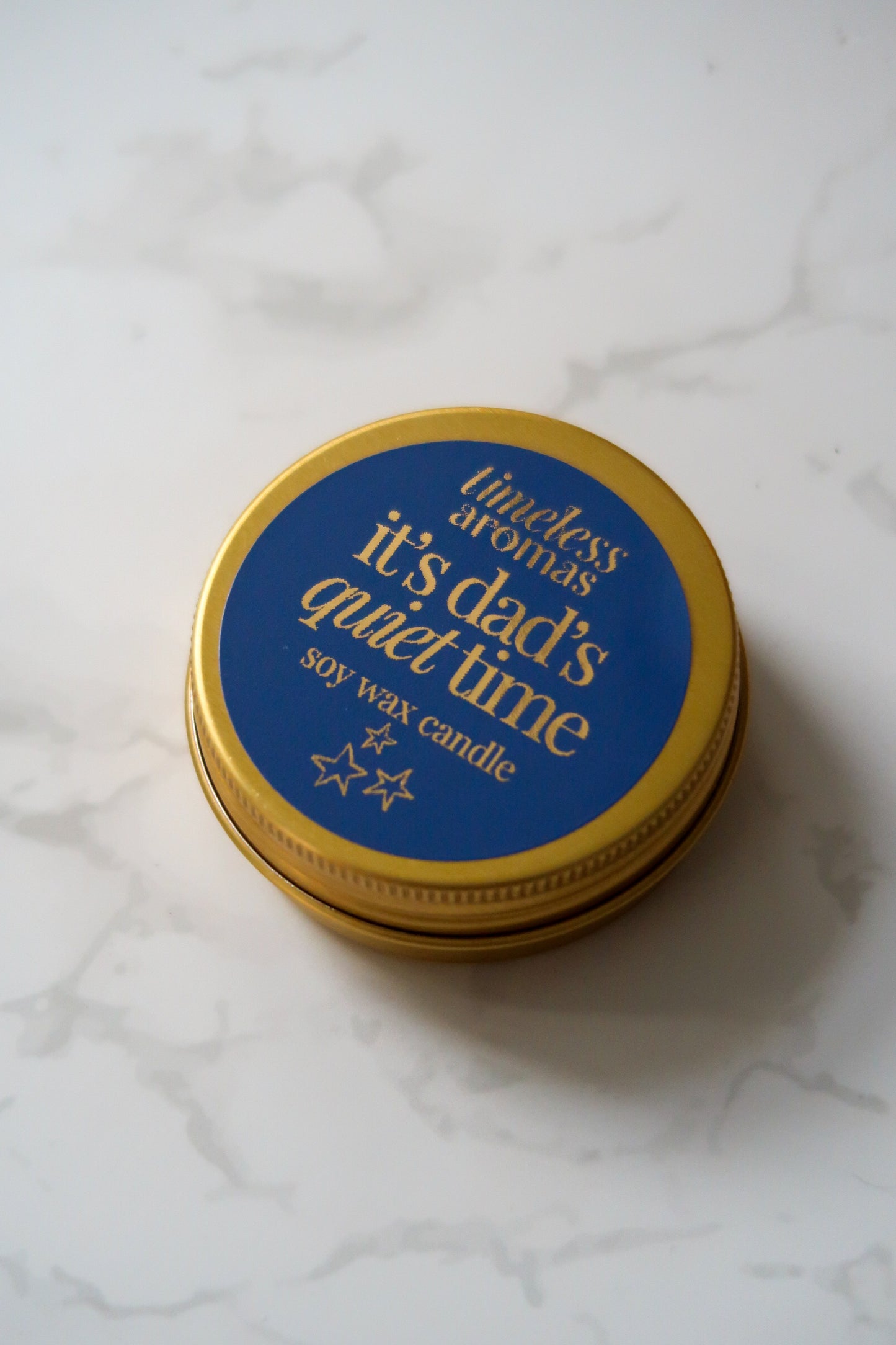 It’s Dad’s Quiet Time Mini Gold Tin Candle