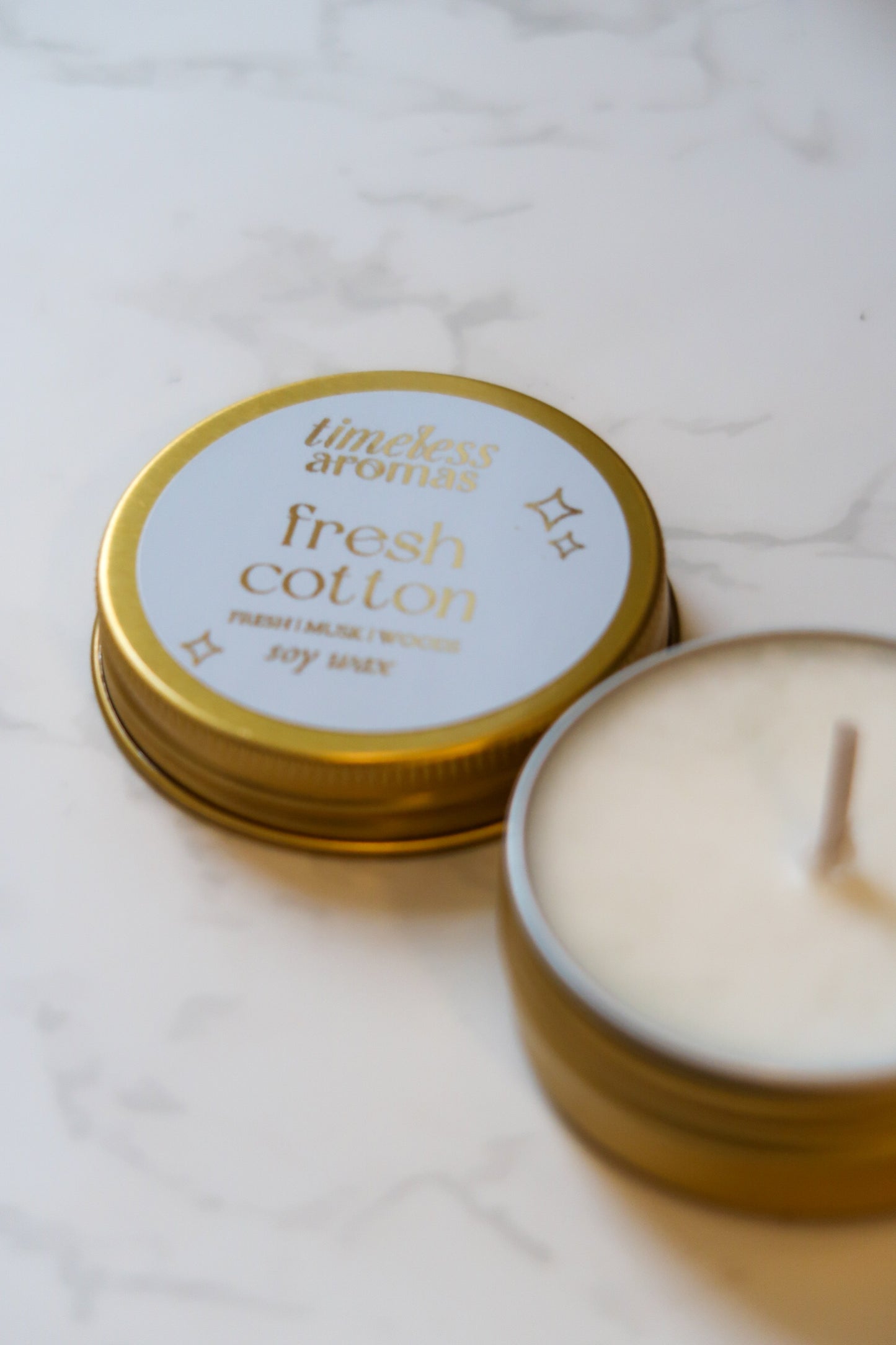 Fresh Cotton Mini Gold Tin Candle