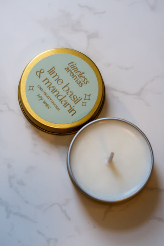 Lime, Basil & Mandarin Mini Gold Tin Candle