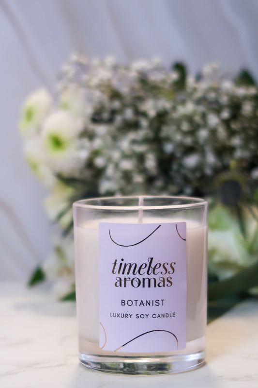 Botanist Handcrafted Luxury Candle - 200g with Floral, Citrus and Spicy Ginger Scent, 36 Hour Burn Time