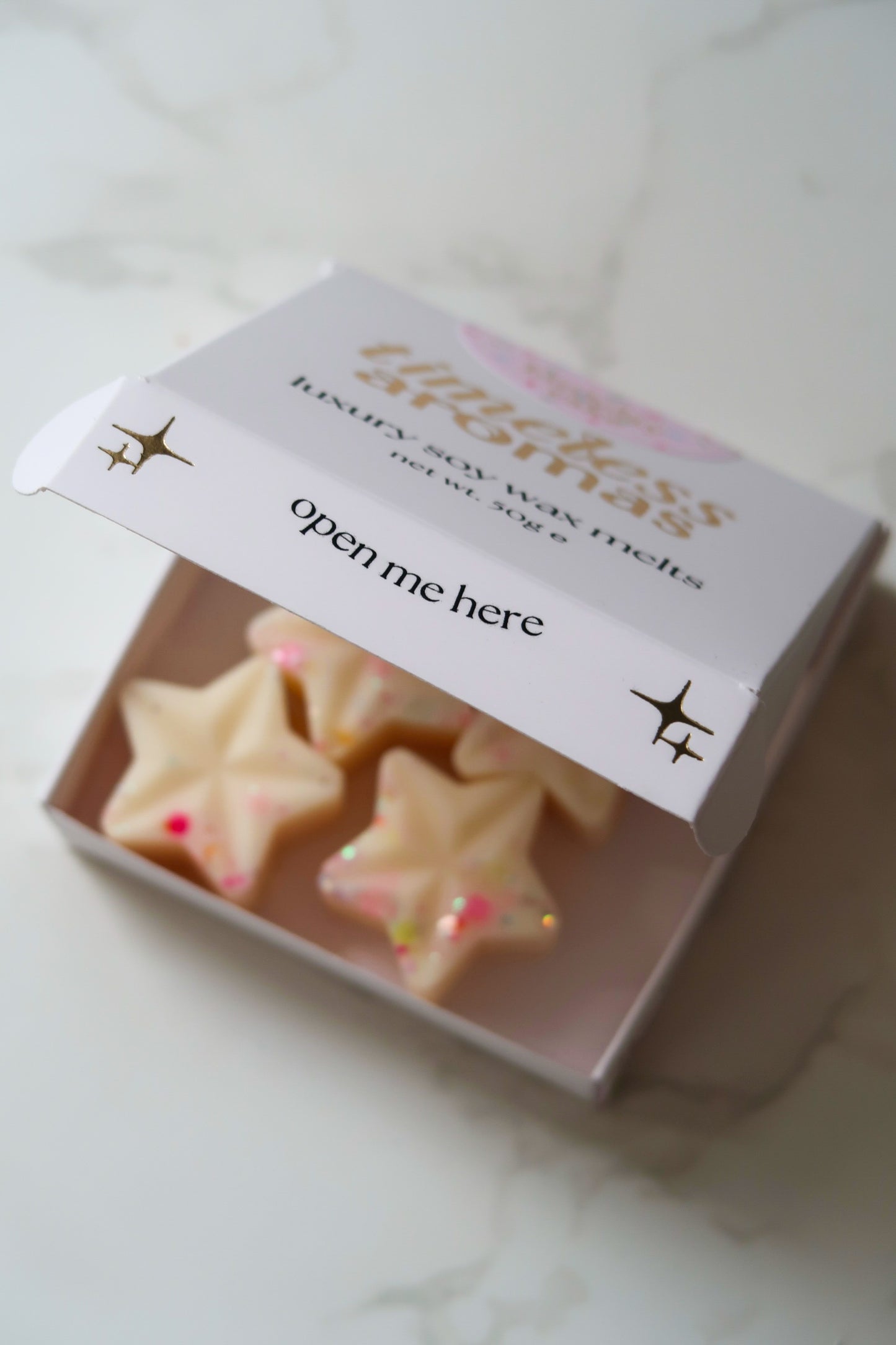 Birthday Cake Wax Melt Box - 6 Star-Shaped Soy Wax Melts | Rich Vanilla & Tonka Scent