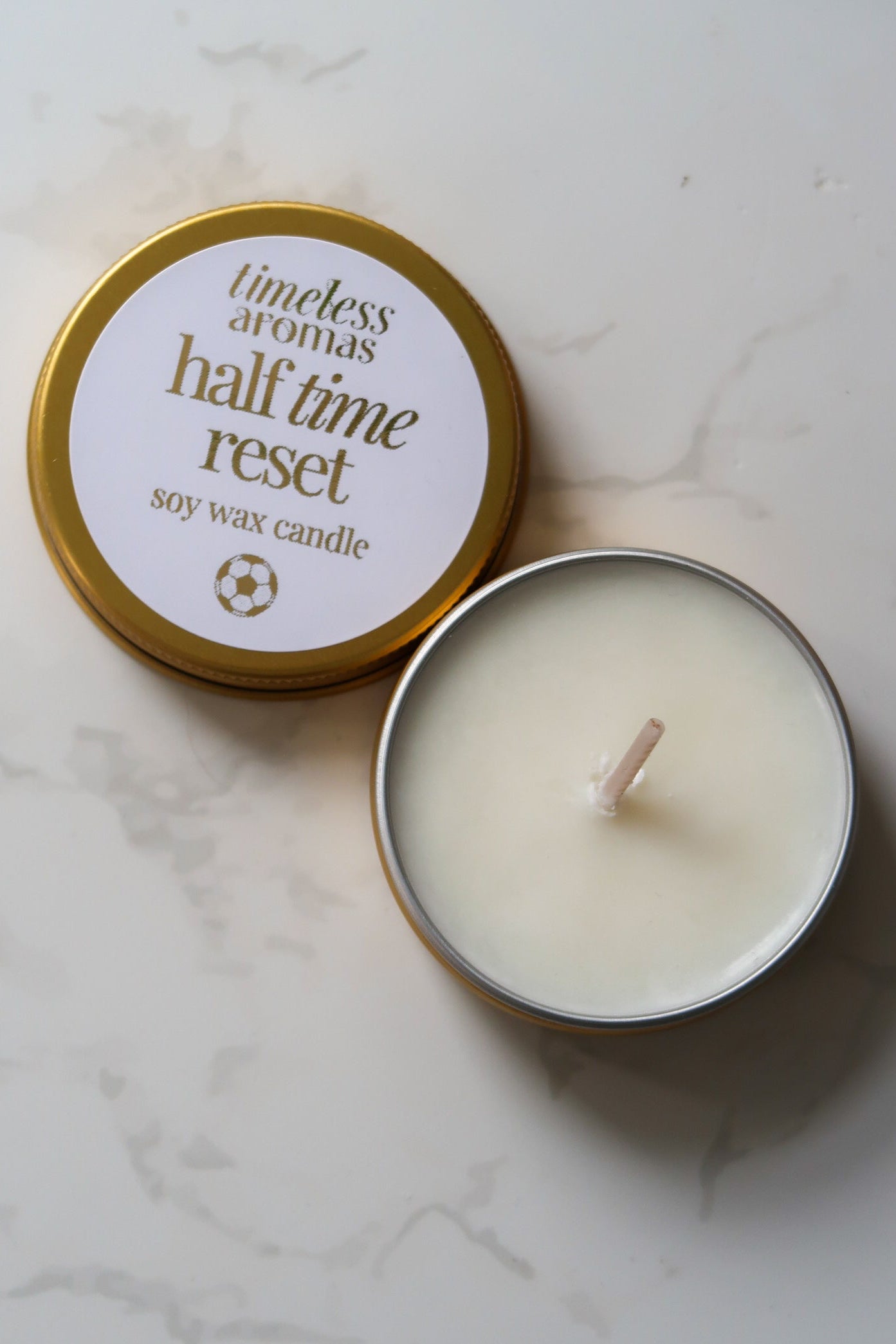 Half Time Reset Mini Gold Tin Candle