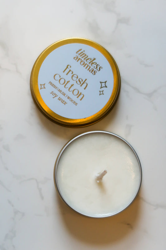 Fresh Cotton Mini Gold Tin Candle