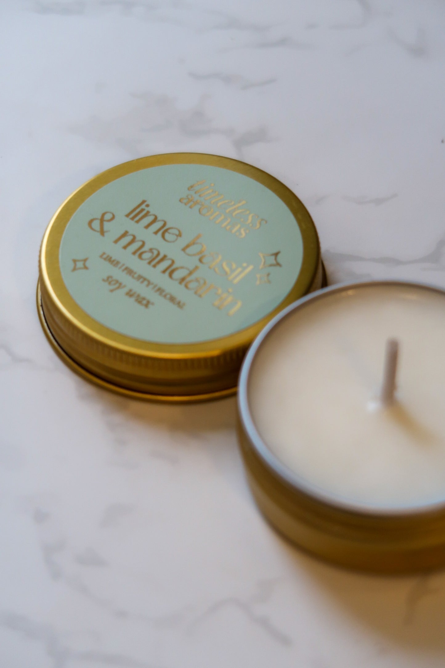 Lime, Basil & Mandarin Mini Gold Tin Candle
