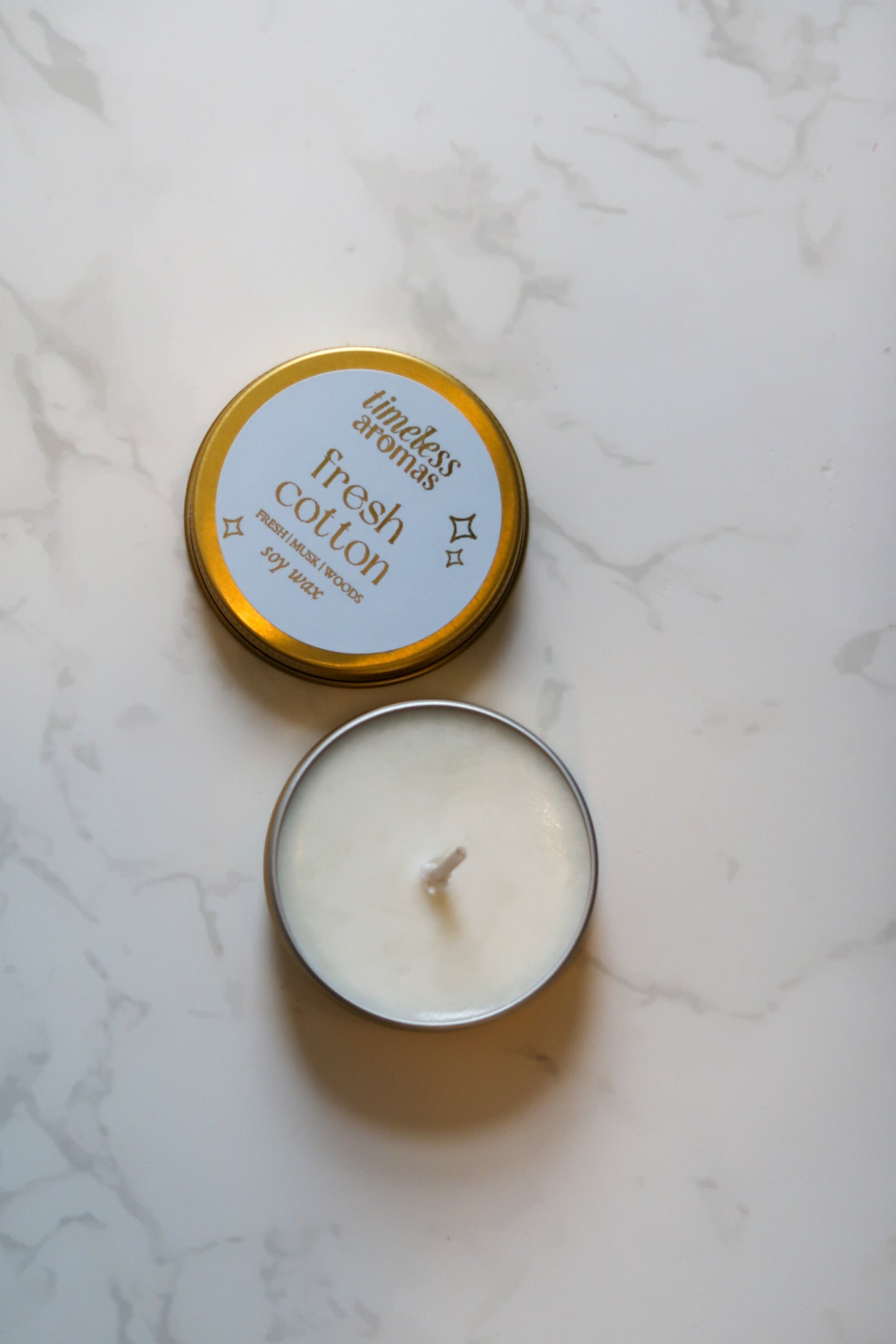 Fresh Cotton Mini Gold Tin Candle