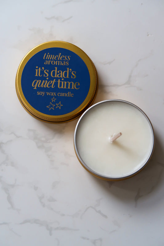 It’s Dad’s Quiet Time Mini Gold Tin Candle