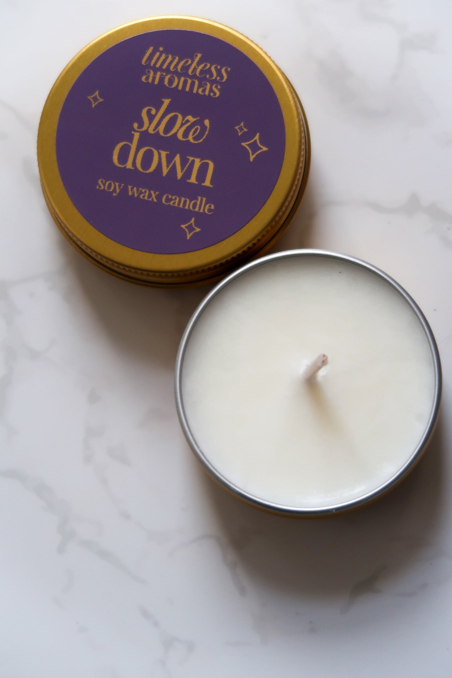 Slow Down Mini Gold Tin Candle