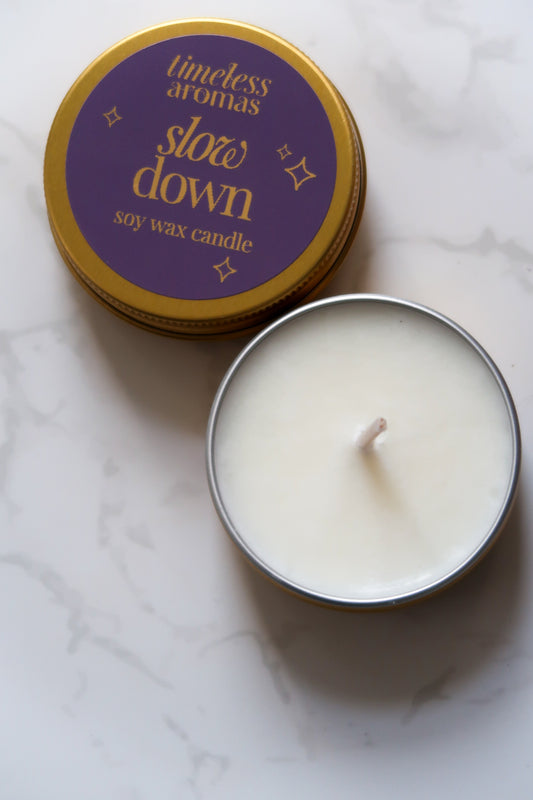 Slow Down Mini Gold Tin Candle