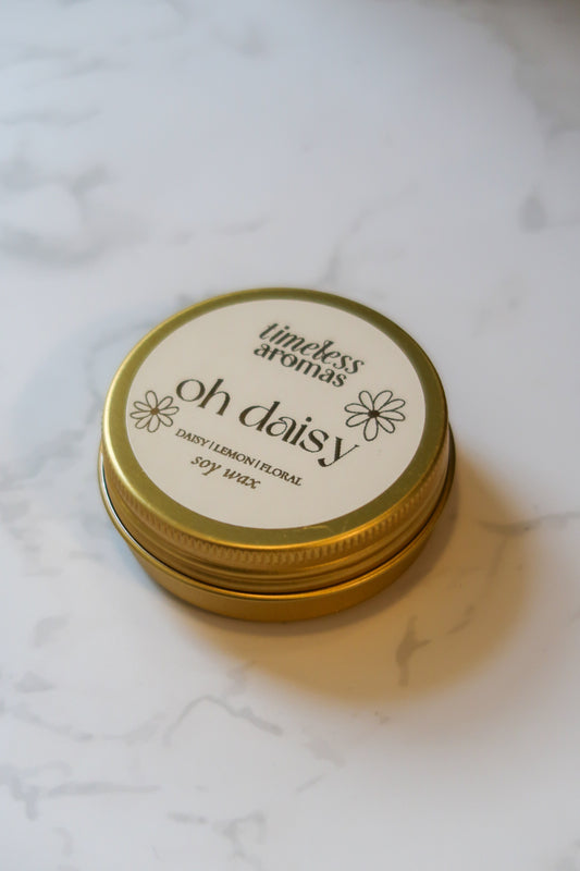 Oh Daisy Mini Gold Tin Candle