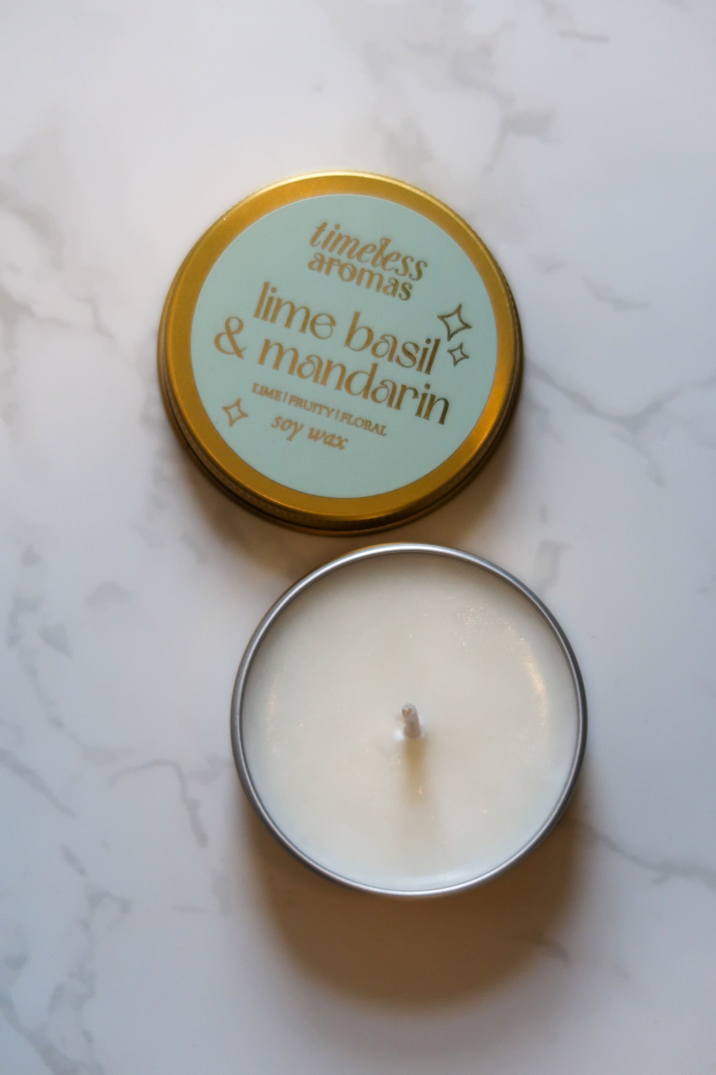 Lime, Basil & Mandarin Mini Gold Tin Candle