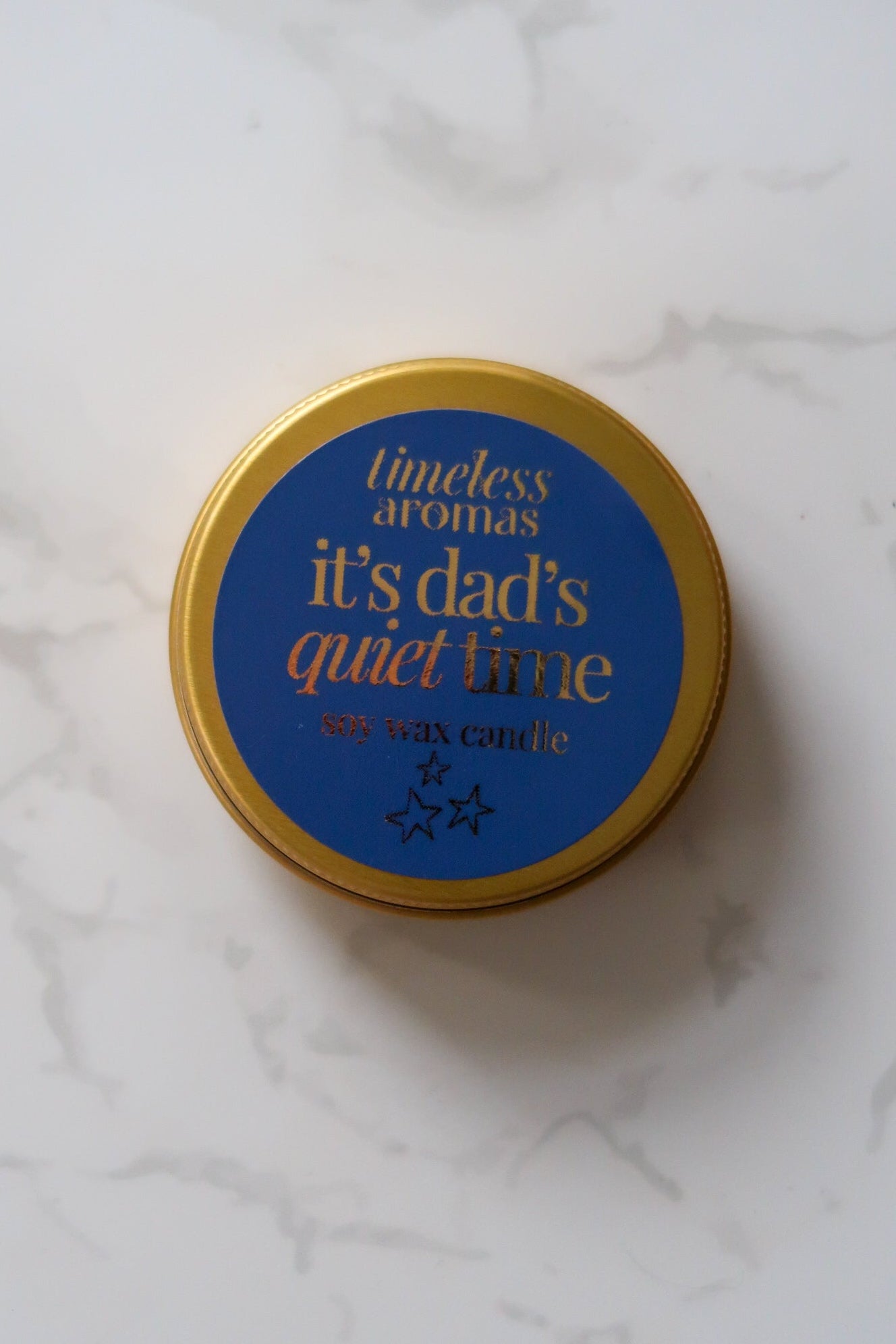 It’s Dad’s Quiet Time Mini Gold Tin Candle