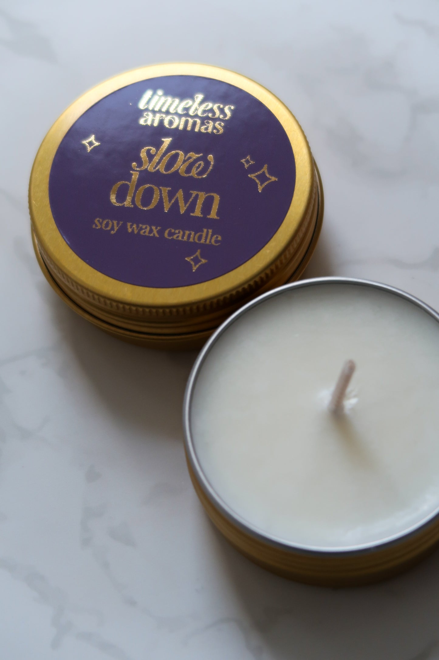 Slow Down Mini Gold Tin Candle