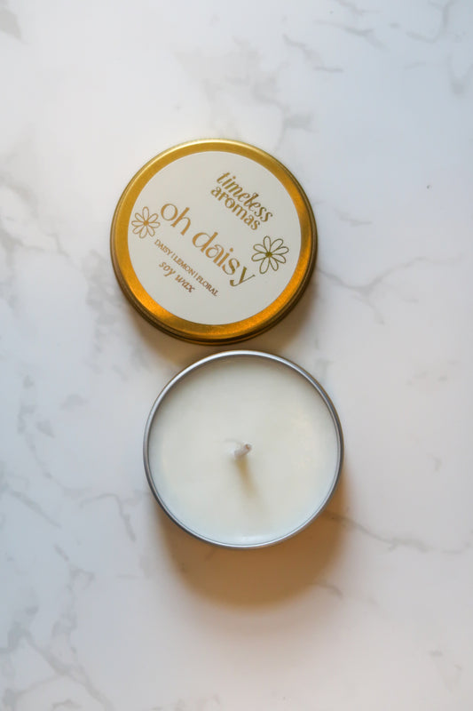 Oh Daisy Mini Gold Tin Candle