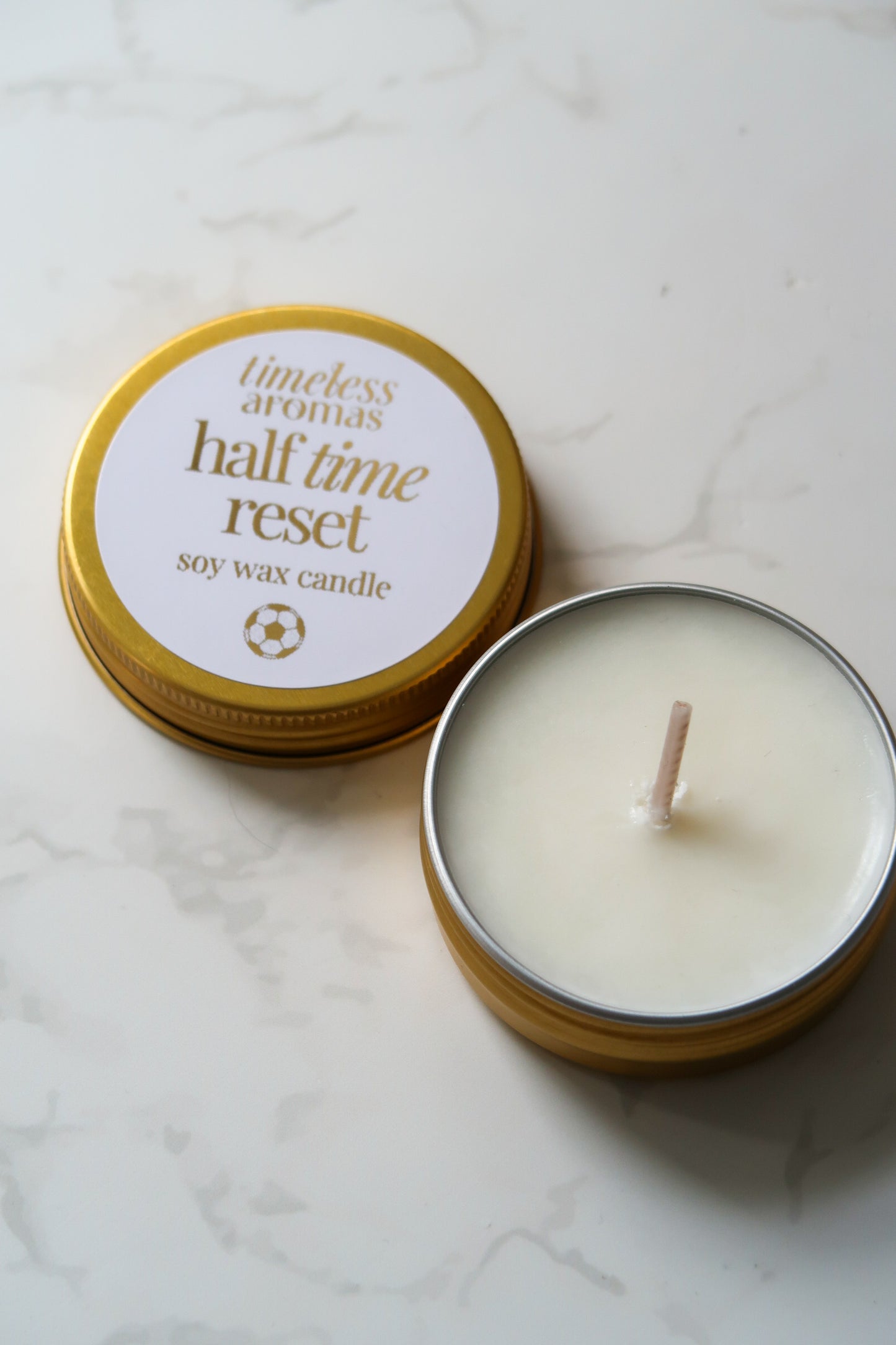 Half Time Reset Mini Gold Tin Candle