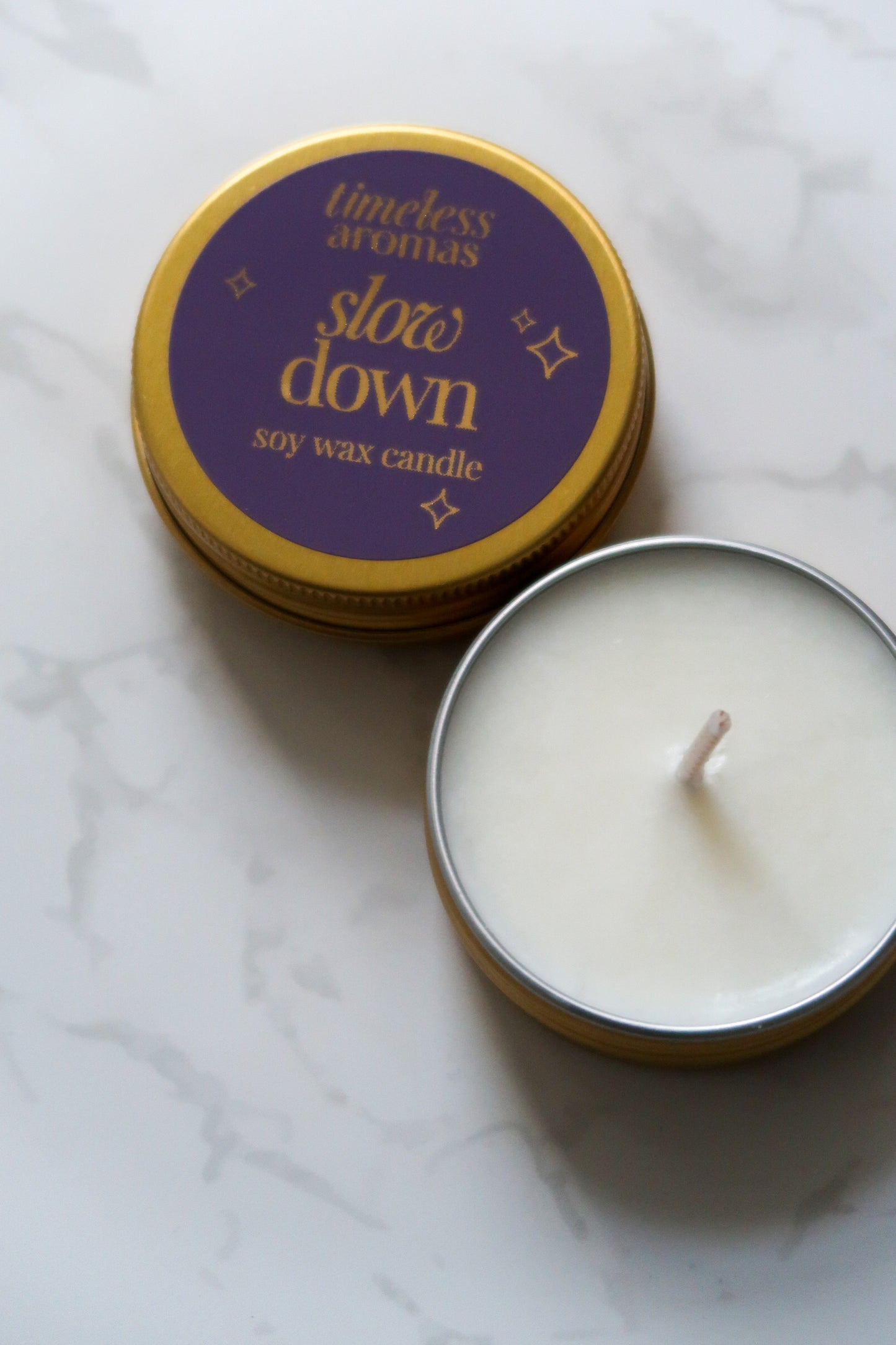 Slow Down Mini Gold Tin Candle