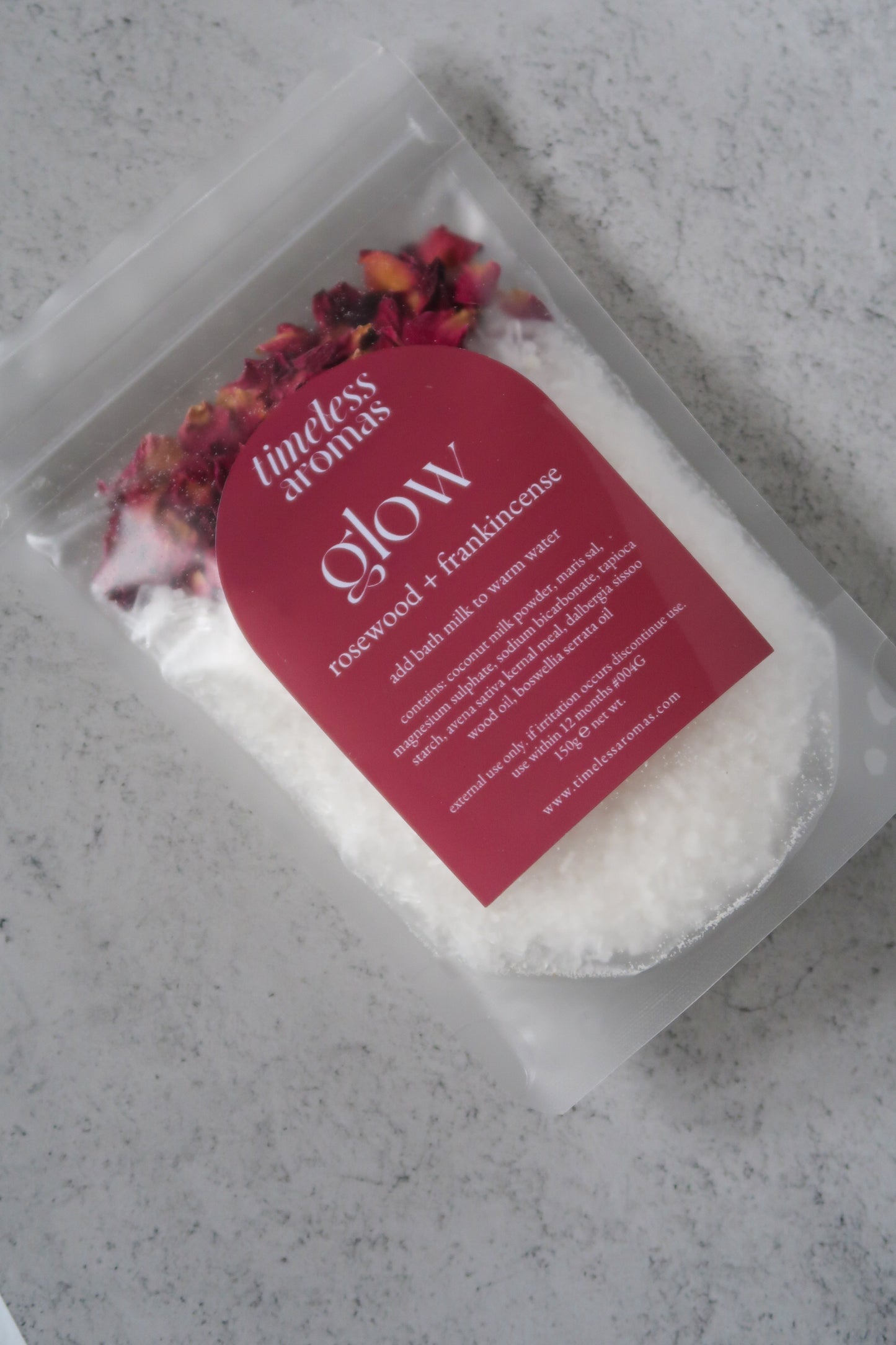 Glow Bath Milk - Frankincense and Rosewood | 150g Pouch