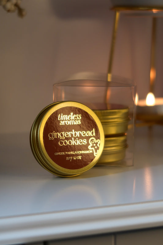Gingerbread Cookies Luxury Gold Tin Candle | Timeless Aromas