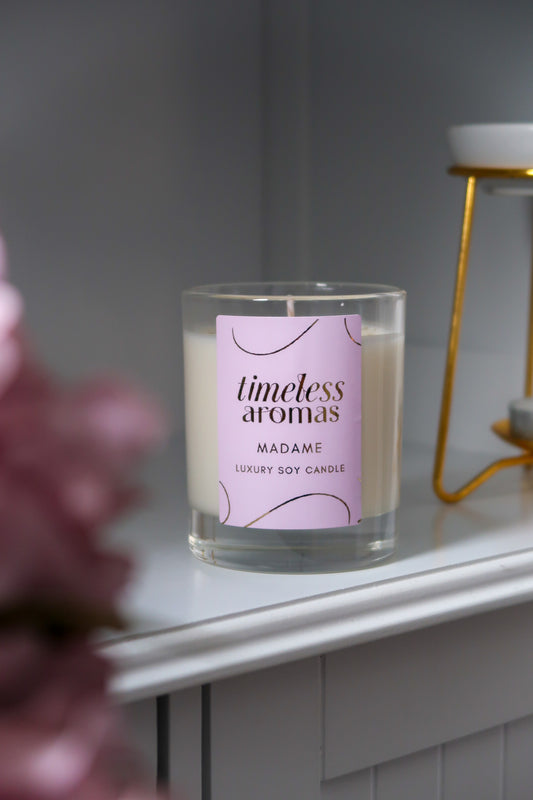 Madame Luxury Scented Candle – 200g, 36 Hours Burn Time, Citrus Floral Woody Blend