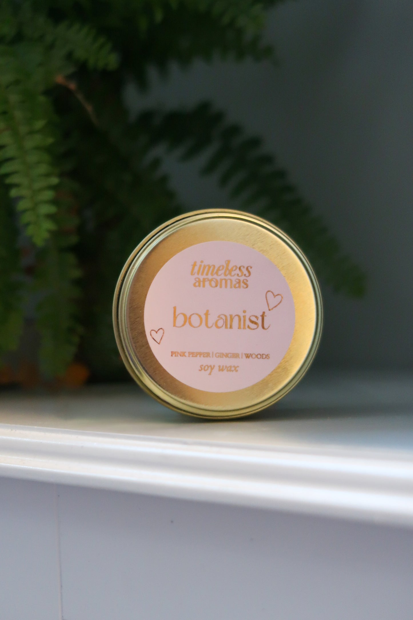 Botanist Gold Tin Candle - Luxury Soy Candle, Valentine Gift for Her
