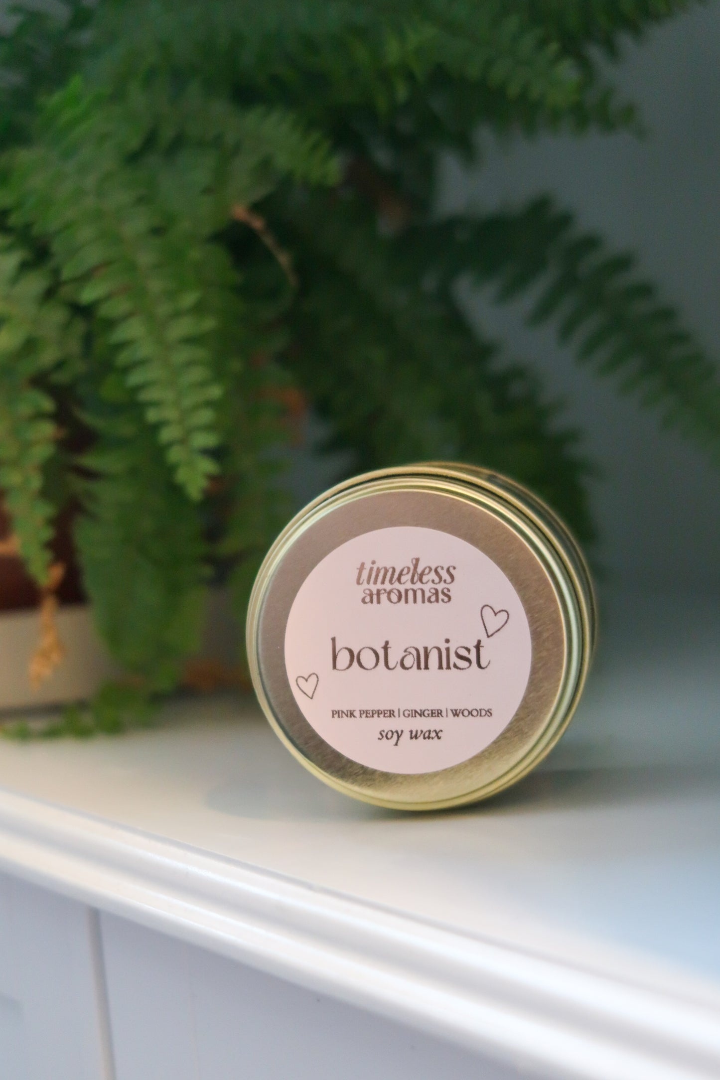 Botanist Gold Tin Candle - Luxury Soy Candle, Valentine Gift for Her