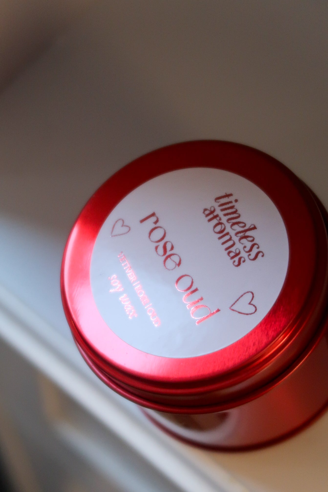 Rose Oud Red Tin Candle - Luxury Soy Candle, Valentine Gift for Her