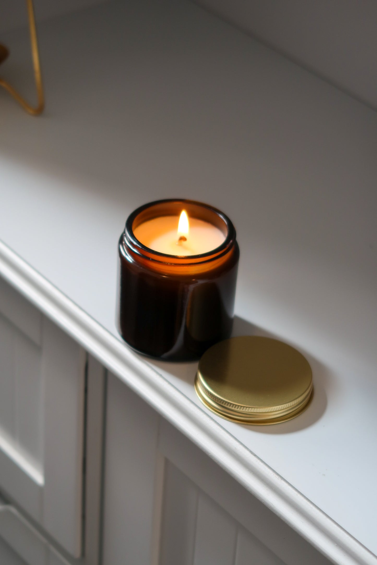 Autumn, Winter & Christmas | 120g Blank Label Amber Candle with Gold Lid | Pack of 6